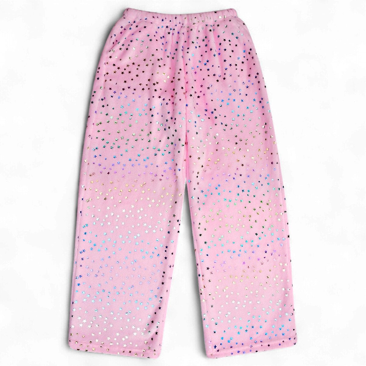 Pink Foil Stars Plush Pants