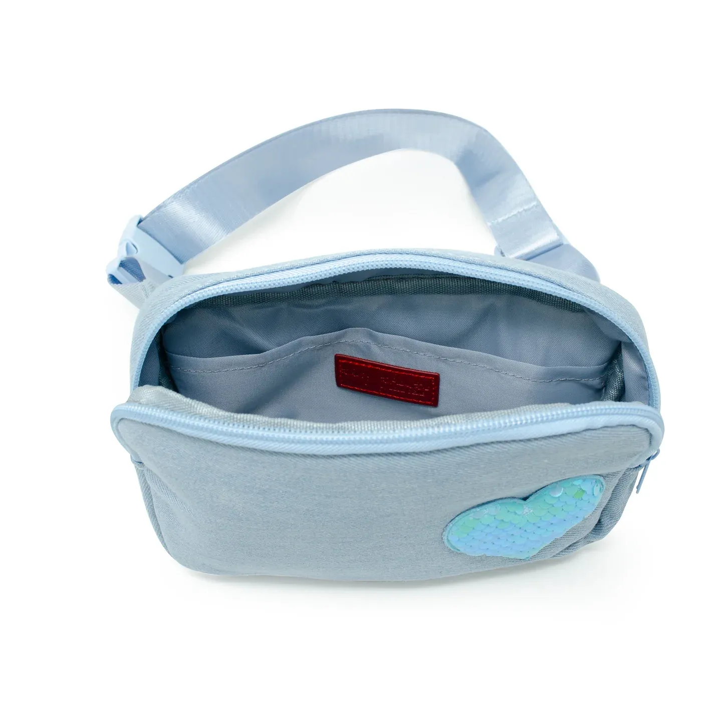 Sequin Heart Crossbody Sling Bag, Color: Blue Denim