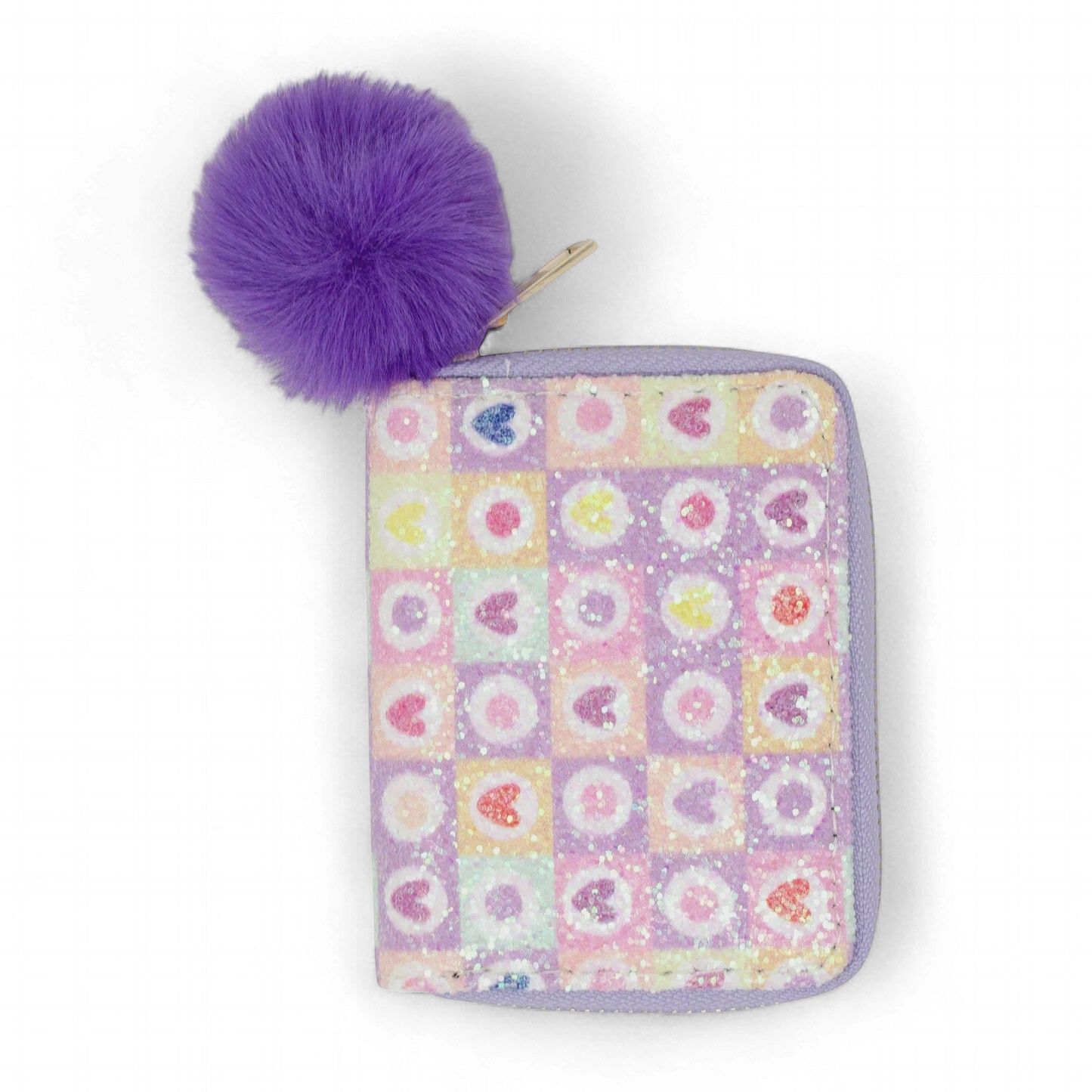 Glitter Hearts Wallet, Color: Purple