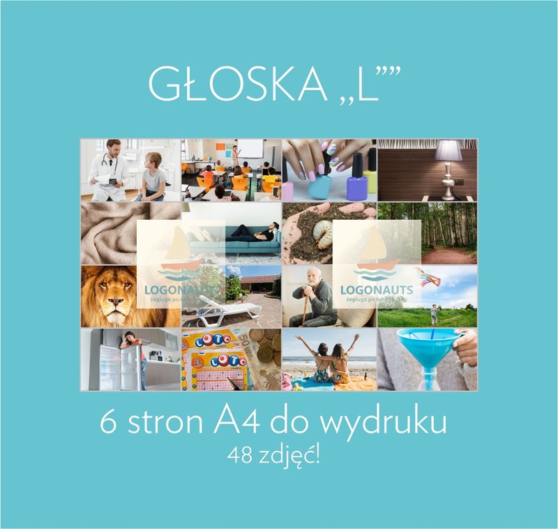 Fiszki Głoska ,,L&#39;&#39; do wydruku (format A4, 6 stron, 48 zdjęć)