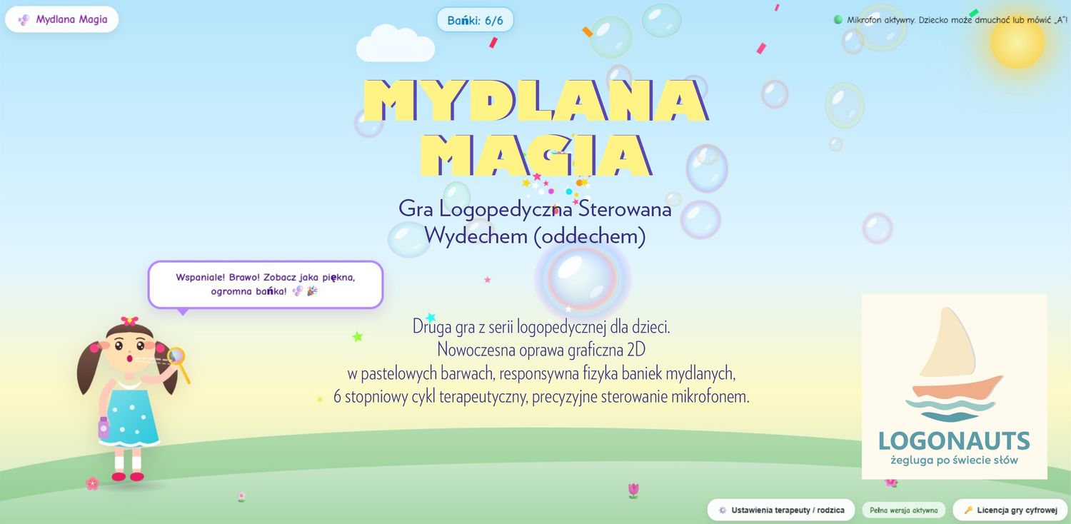 Terapeutyczna Gra Mydlana Magia  - Sterowana Głosem i Oddechem