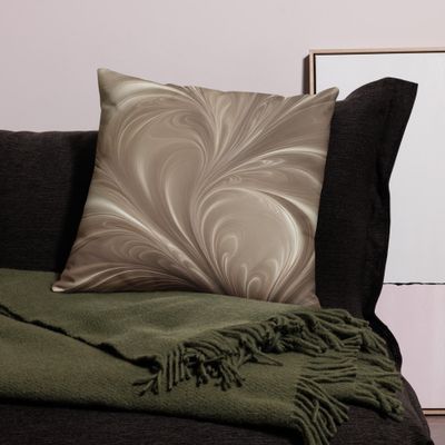 Cream Swirl - Soft Beige Abstract Flowing Design Pillow