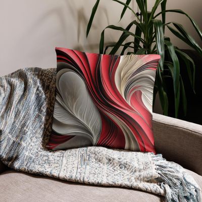 Golden Air – Cranberry &amp; Champagne Flowing Abstract Pillow