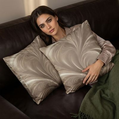 Cream Swirl - Soft Beige Abstract Flowing Design Pillow