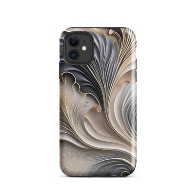 Timeless Harmony-Cream and Black Abstract Flow Tough Case for iPhone®