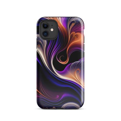 Fiery Waves - Bold Purple, Orange, and Gold Abstract Tough Case for iPhone®