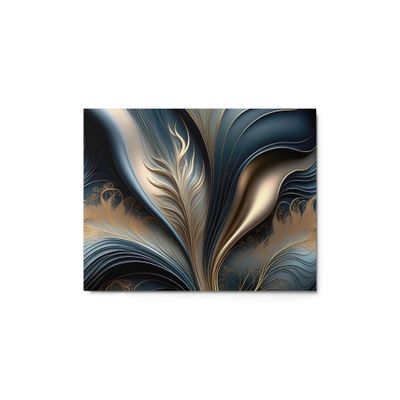 Emerald Whisper Teal and Gold Abstract Floral Art Metal Print