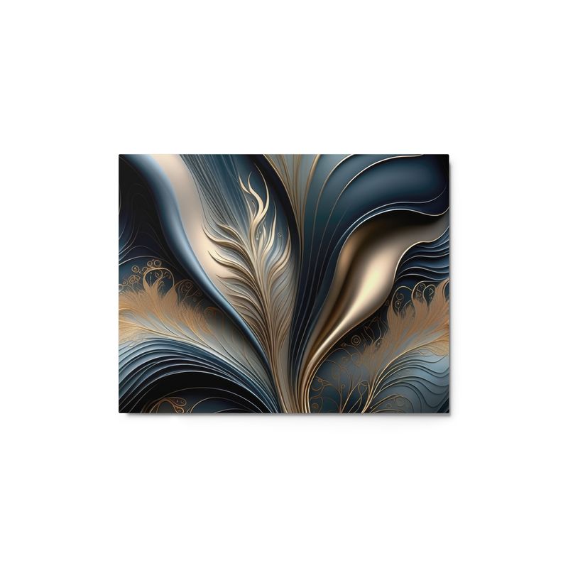 Emerald Whisper Teal and Gold Abstract Floral Art Metal Print