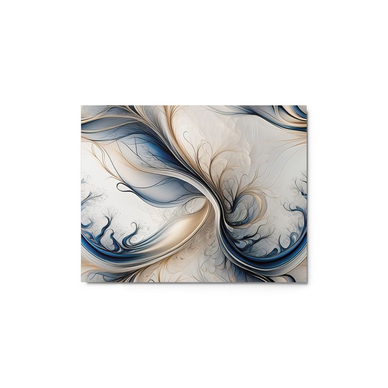 Windswept Grace Soft Beige, Blue, and White Abstract Art Metal Prints