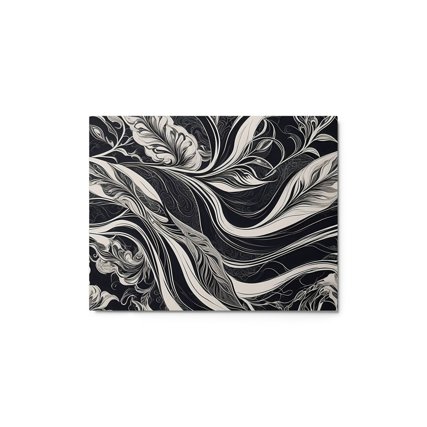 Monochrome Elegance Black and White Abstract Floral Design Metal Print