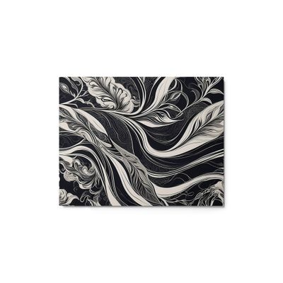 Monochrome Elegance Black and White Abstract Floral Design Metal Print