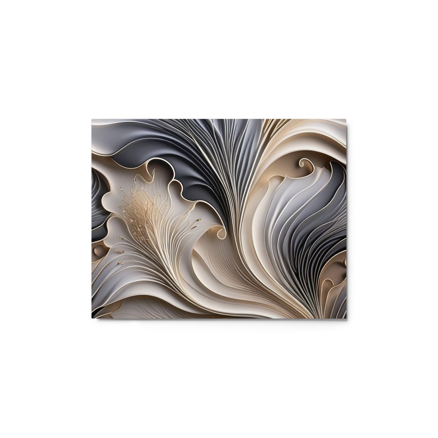 Timeless Harmony Cream and Black Abstract Flow Metal Print