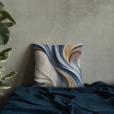 Golden Air Soft Blue &amp; Gold Flowing Abstract