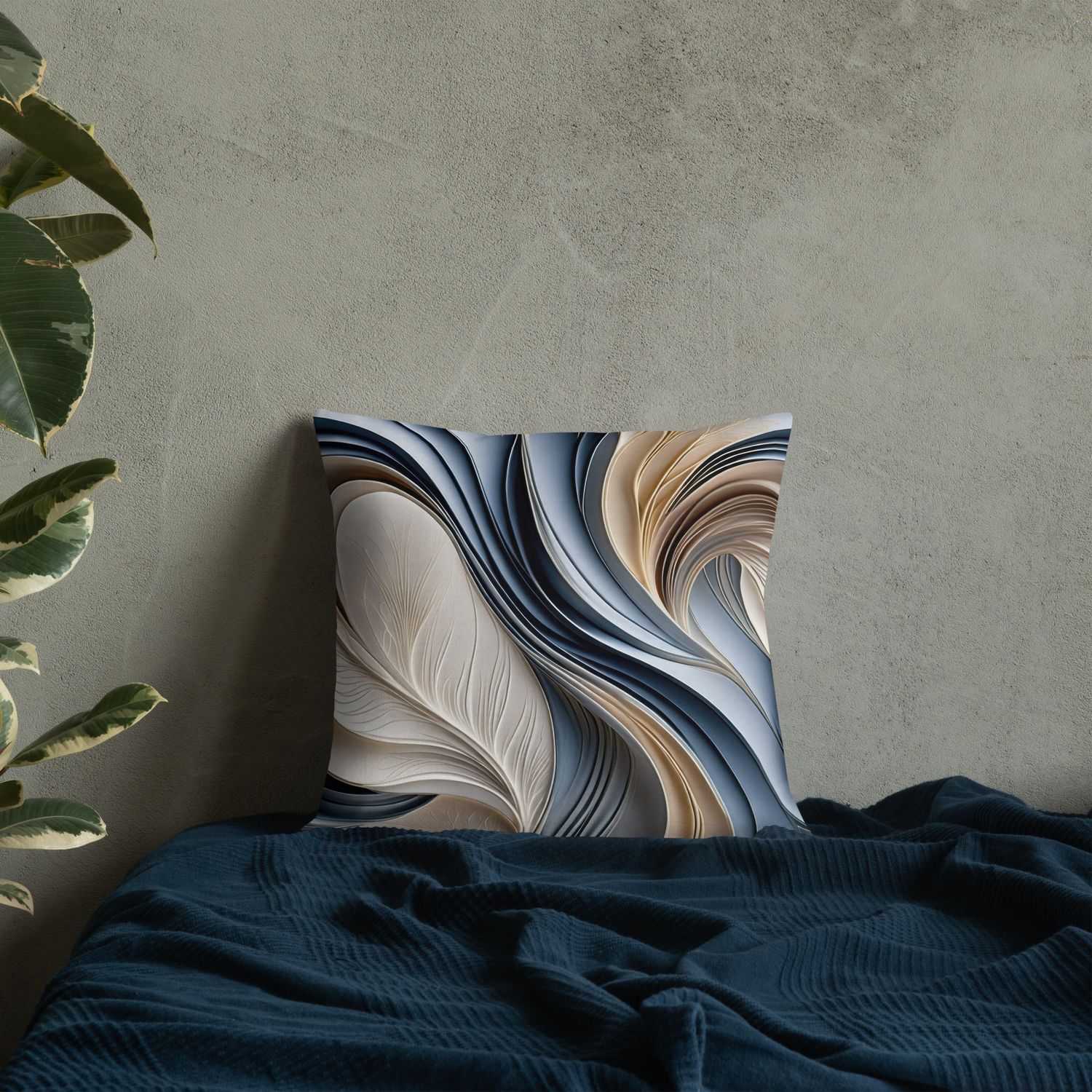 Golden Air Soft Blue &amp; Gold Flowing Abstract