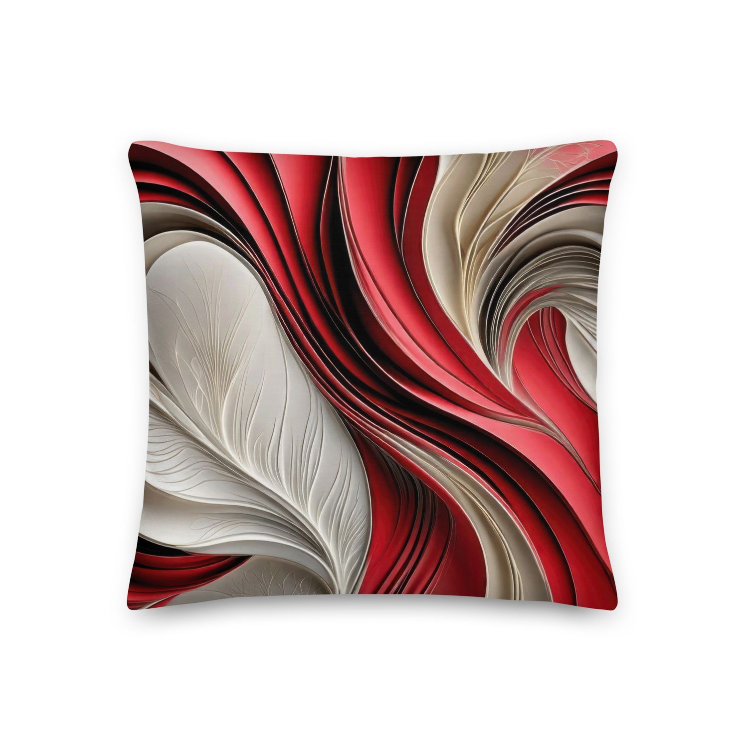 Golden Air – Cranberry &amp; Champagne Flowing Abstract Premium Pillow, Size: 18×18 - Premium Throw Pillow