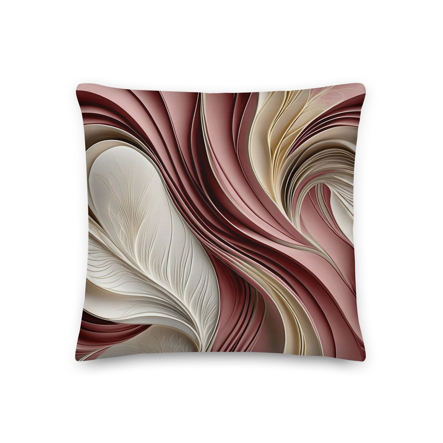 Golden Air – Rose Champagne Flowing Abstract Premium Pillow, Size: 18×18 - Premium Throw Pillow