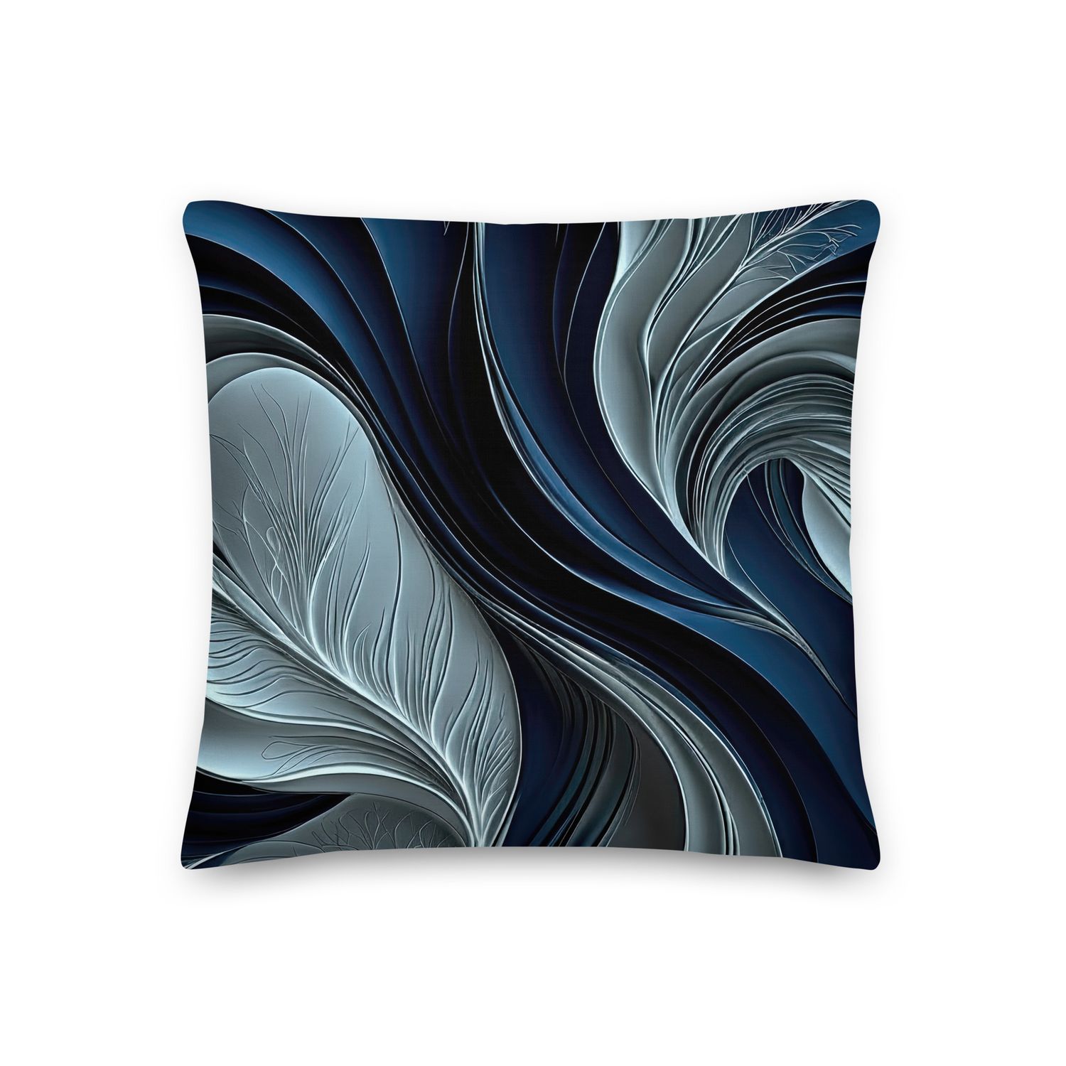 Golden Air – Indigo Flowing Abstract Premium Pillow, Size: 18×18 - Premium Throw Pillow