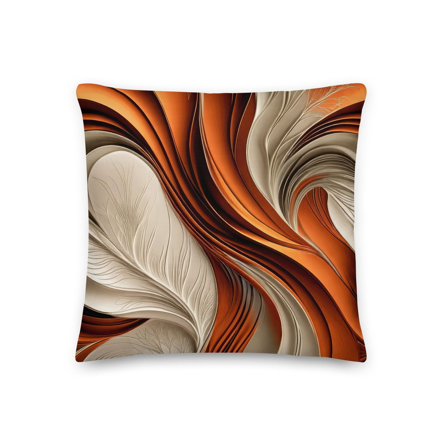 Golden Air – Copper &amp; Bronze Flowing Abstract Premium Pillow, Size: 18×18 - Premium Throw Pillow