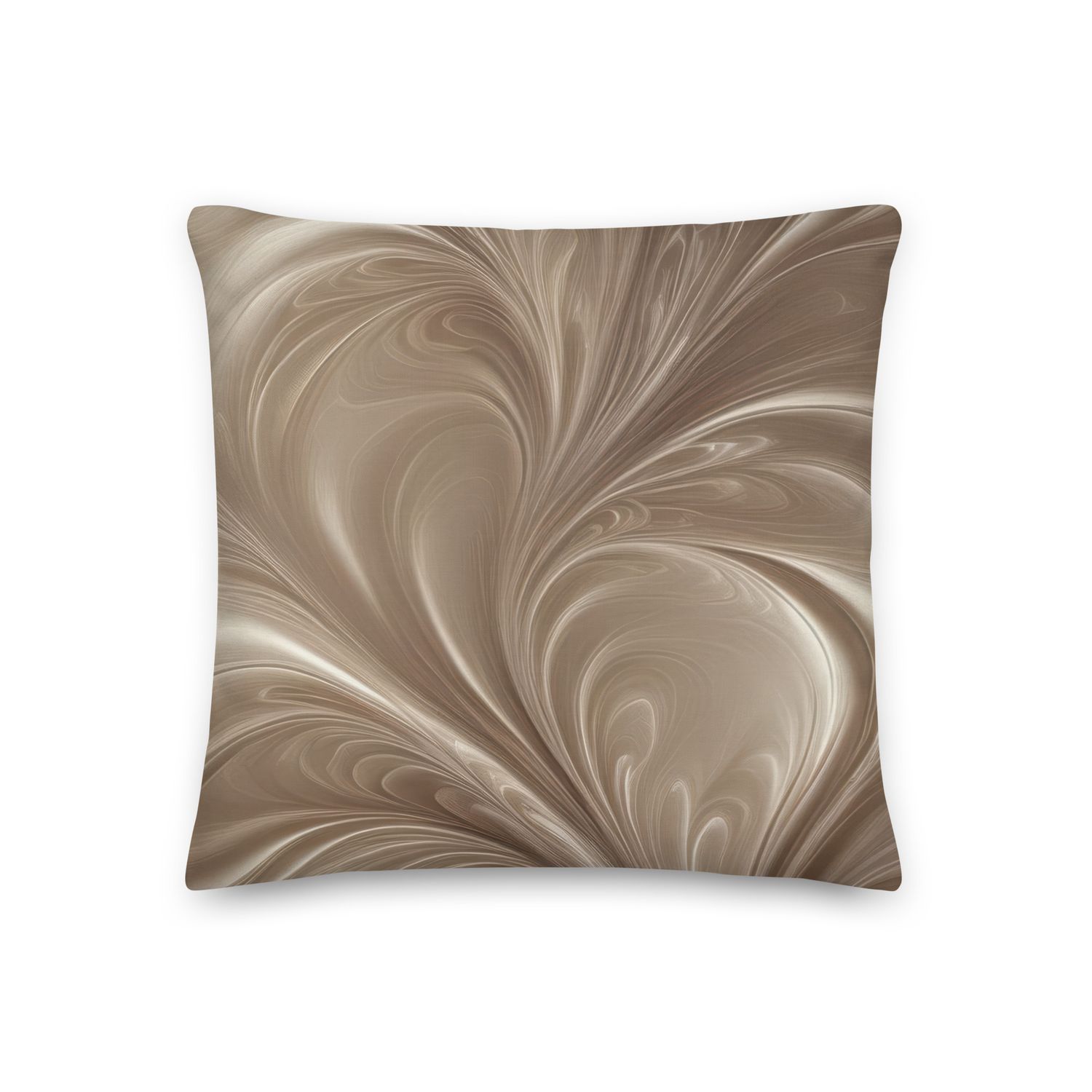 Cream Swirl - Soft Beige Abstract Flowing Design Premium Pillow, Size: 18×18 - Throw Pillow