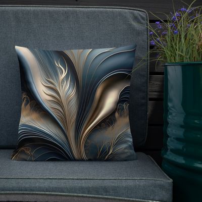 Emerald Whisper Teal and Gold Abstract Floral Art