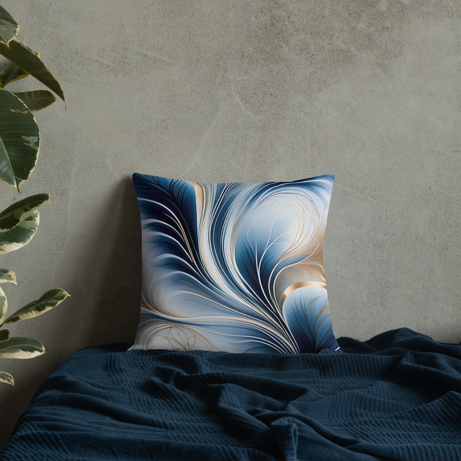 Golden Breeze - Flow of Blue and Gold Abstract