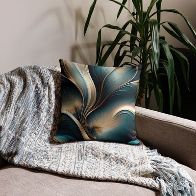 Golden Breeze - Teal and Gold Flowing Abstract