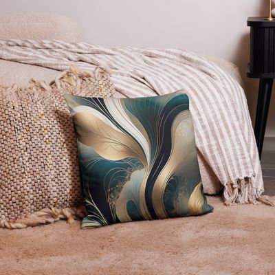 Golden Harmony - Teal and Gold Abstract