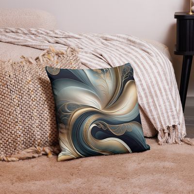Golden Serenade - Teal and Gold Abstract Floral