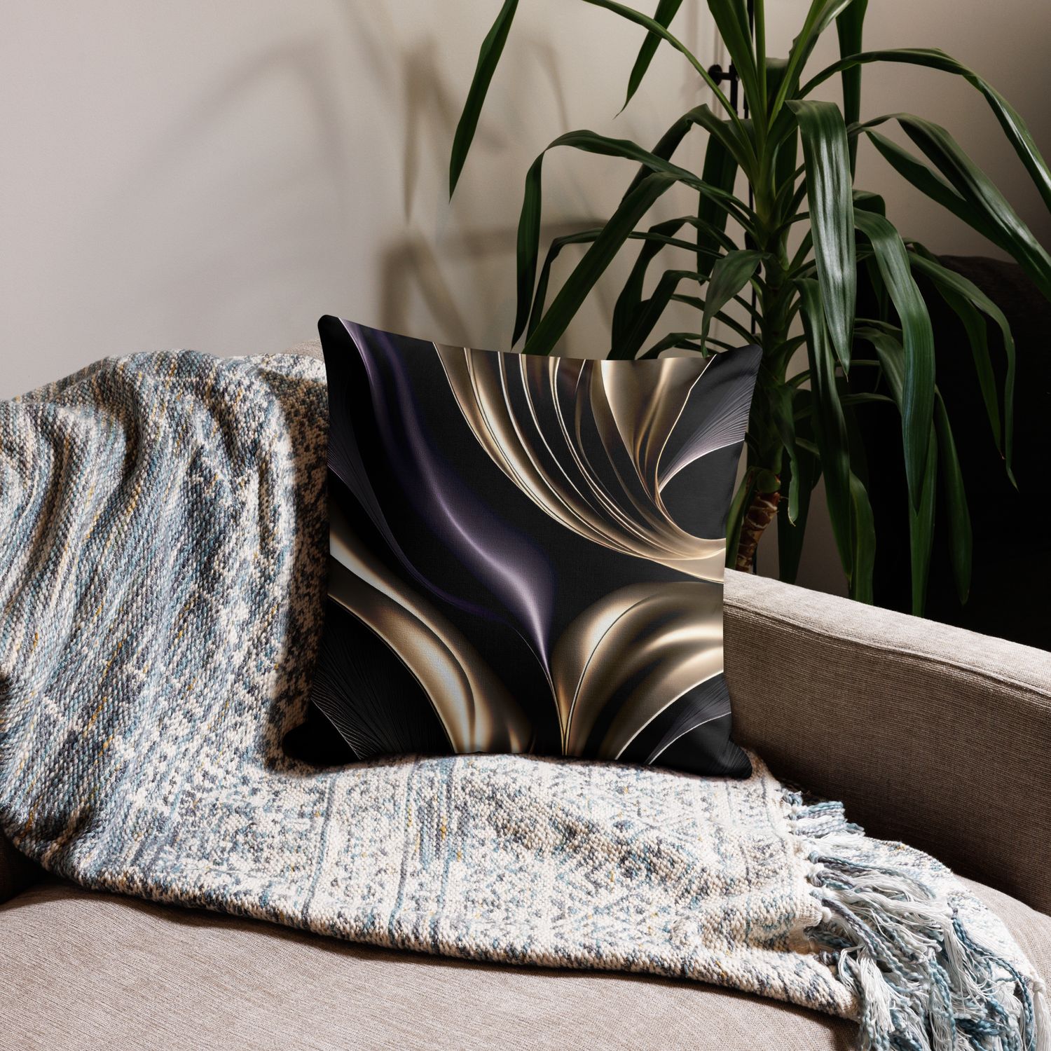 Golden Flow - Luxurious Black and Gold Abstract