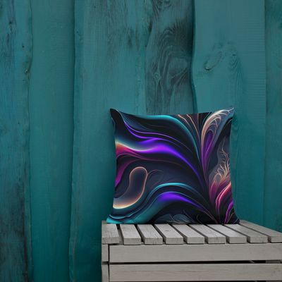 Radiant Bloom-Vivid Purple, Teal, and Gold Abstract