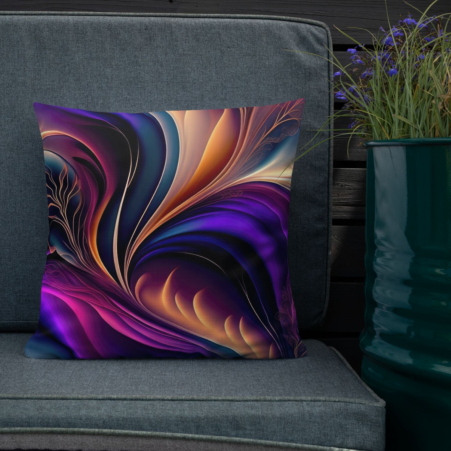 Phoenix Flames-Vibrant Purple, Orange, and Gold Abstract