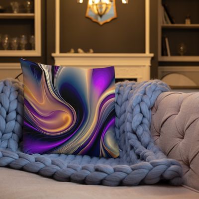 Mystic Flow-Vivid Purple, Gold, and Navy Abstract