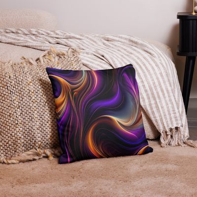 Luminous Flow-Vibrant Purple, Orange, and Gold Abstract