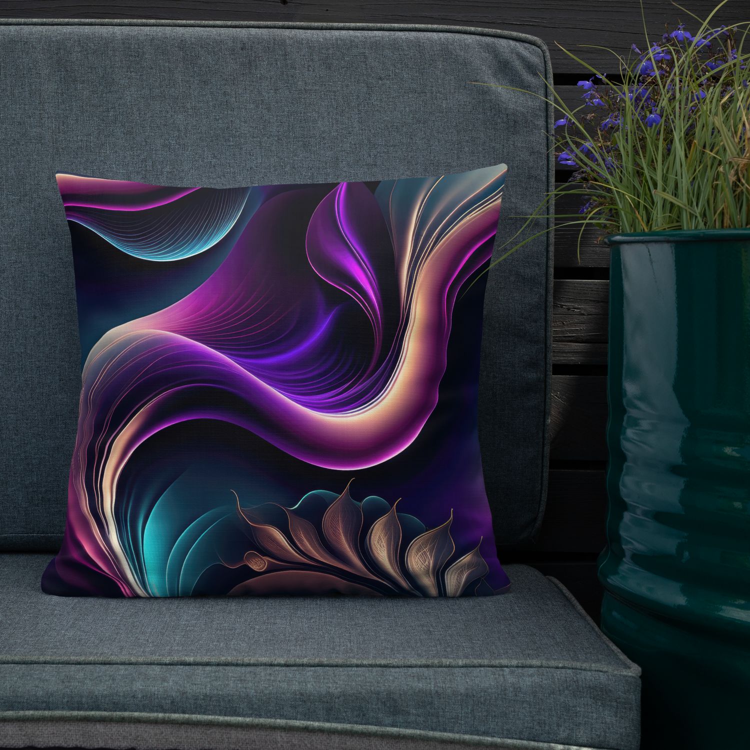 Twilight Flow-Purple, Teal, and Gold Abstract Art