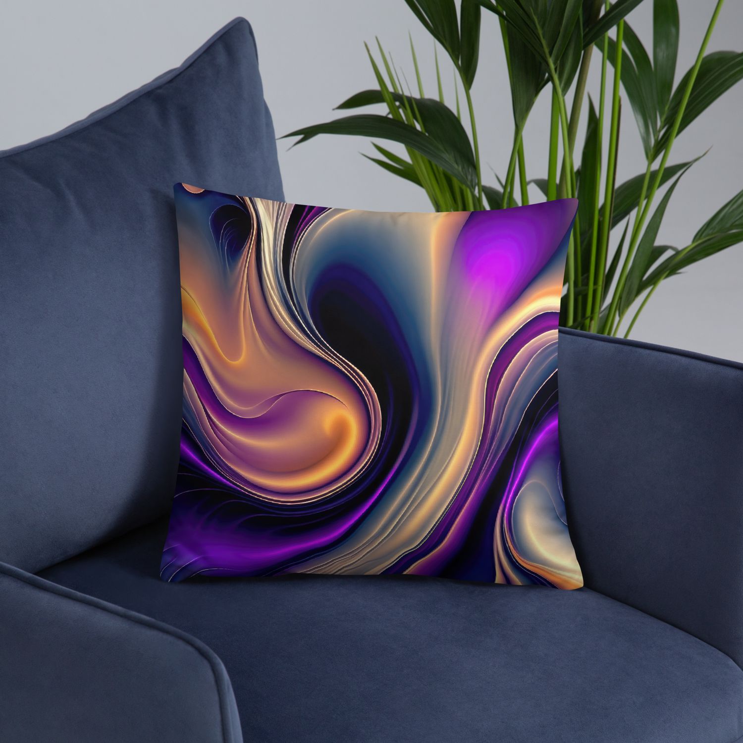 Mystic Flow-Vivid Purple, Gold, and Navy Abstract