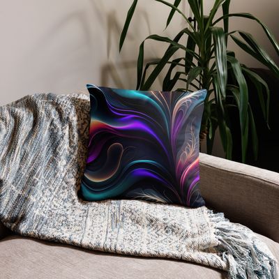 Radiant Bloom-Vivid Purple, Teal, and Gold Abstract
