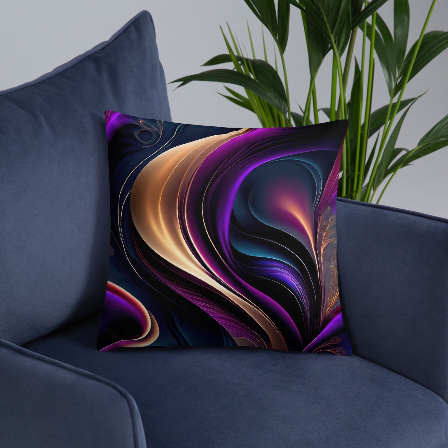 Luminous Flow-Bold Purple, Teal, and Gold Abstract
