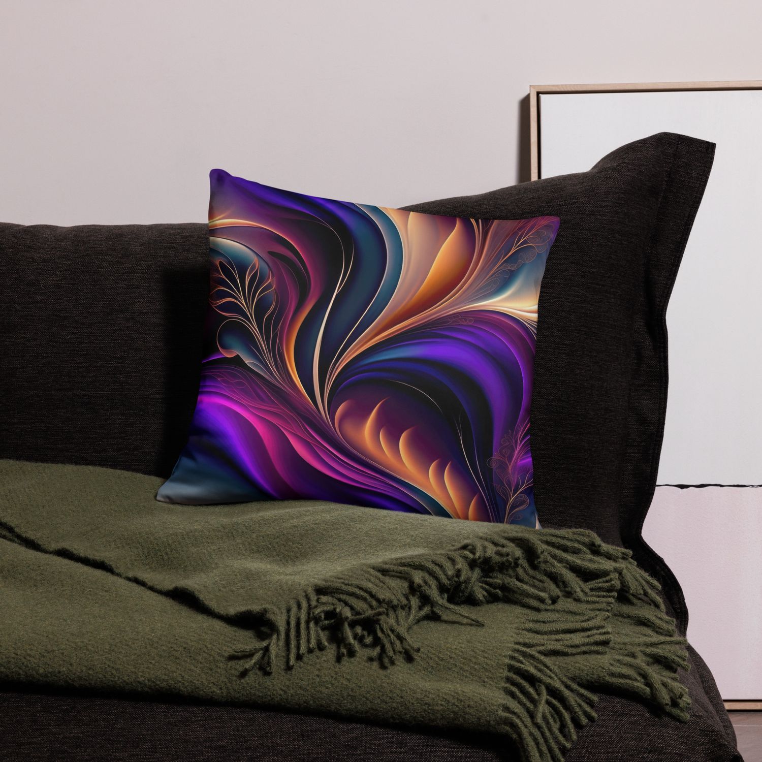 Phoenix Flames-Vibrant Purple, Orange, and Gold Abstract