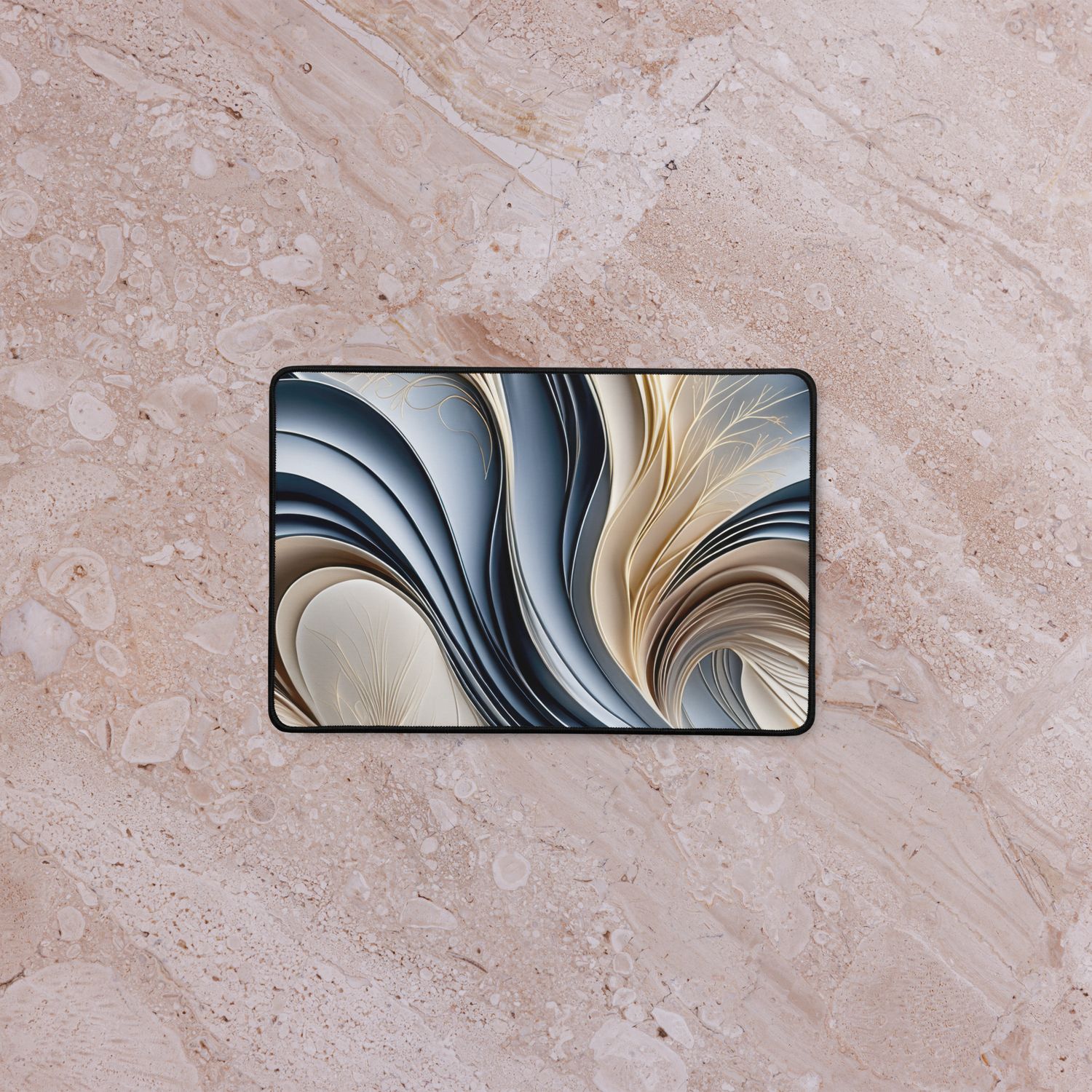 Golden Air – Soft Blue &amp; Gold Flowing Abstract