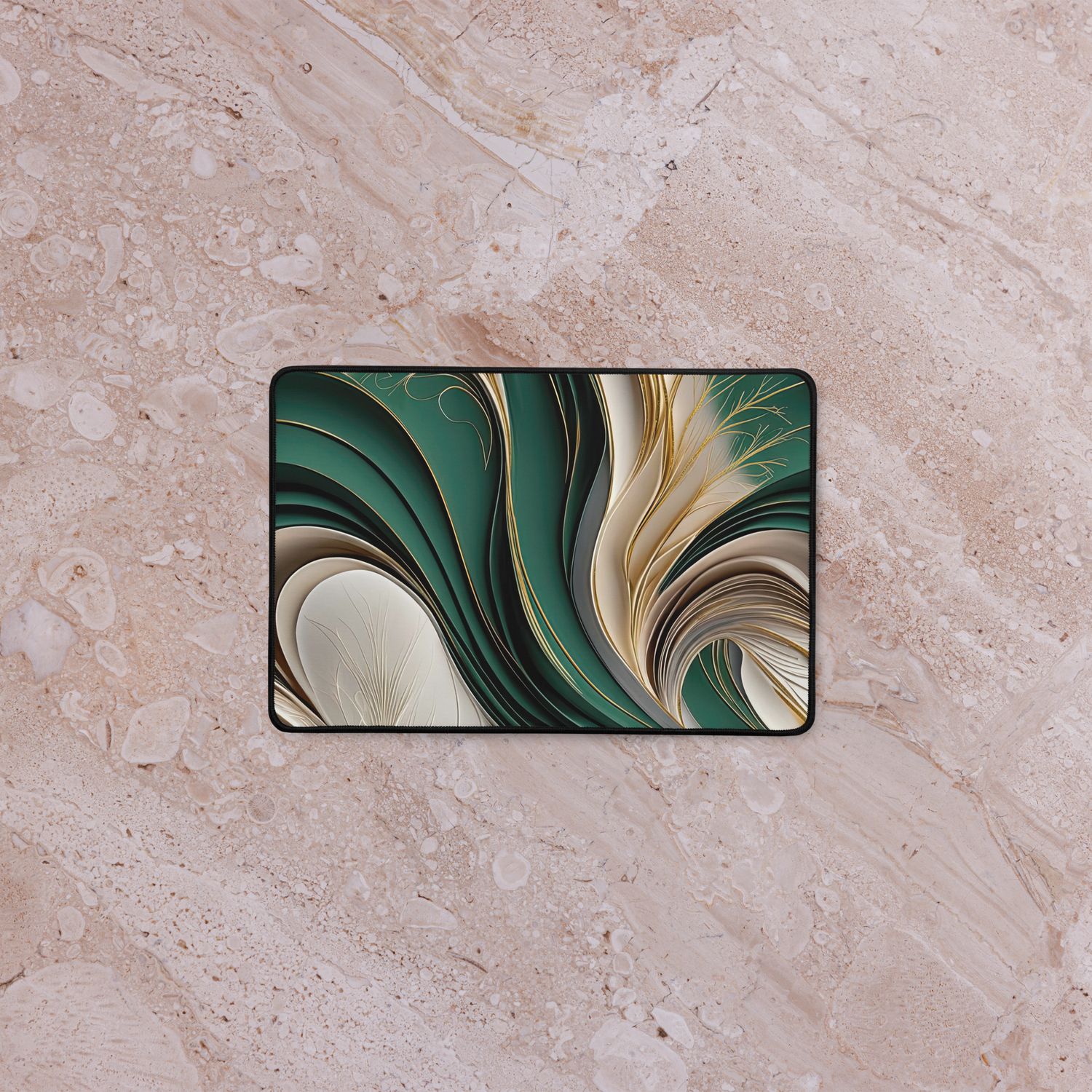 Golden Air – Emerald &amp; Gold Flowing Abstract