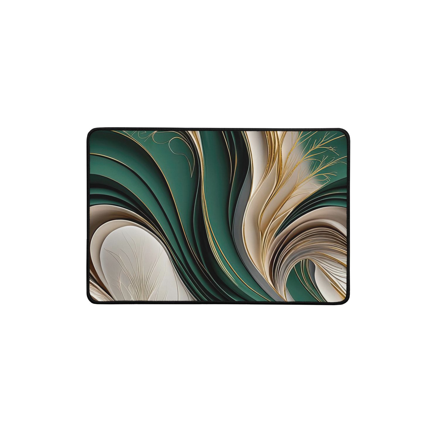 Golden Air – Emerald &amp; Gold Flowing Abstract