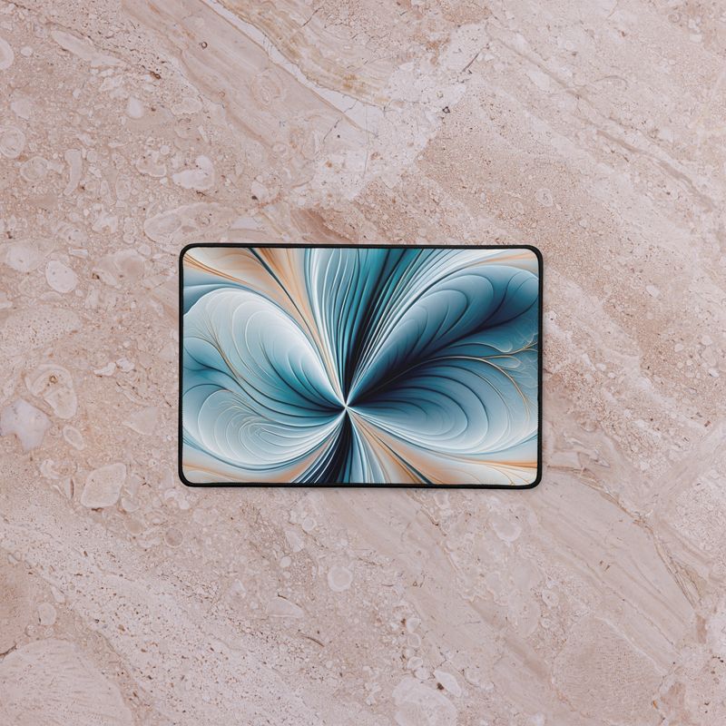 Floral Cascade Soft Teal and Gold Abstract Flow