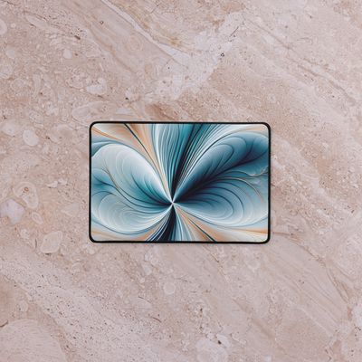 Floral Cascade Soft Teal and Gold Abstract Flow