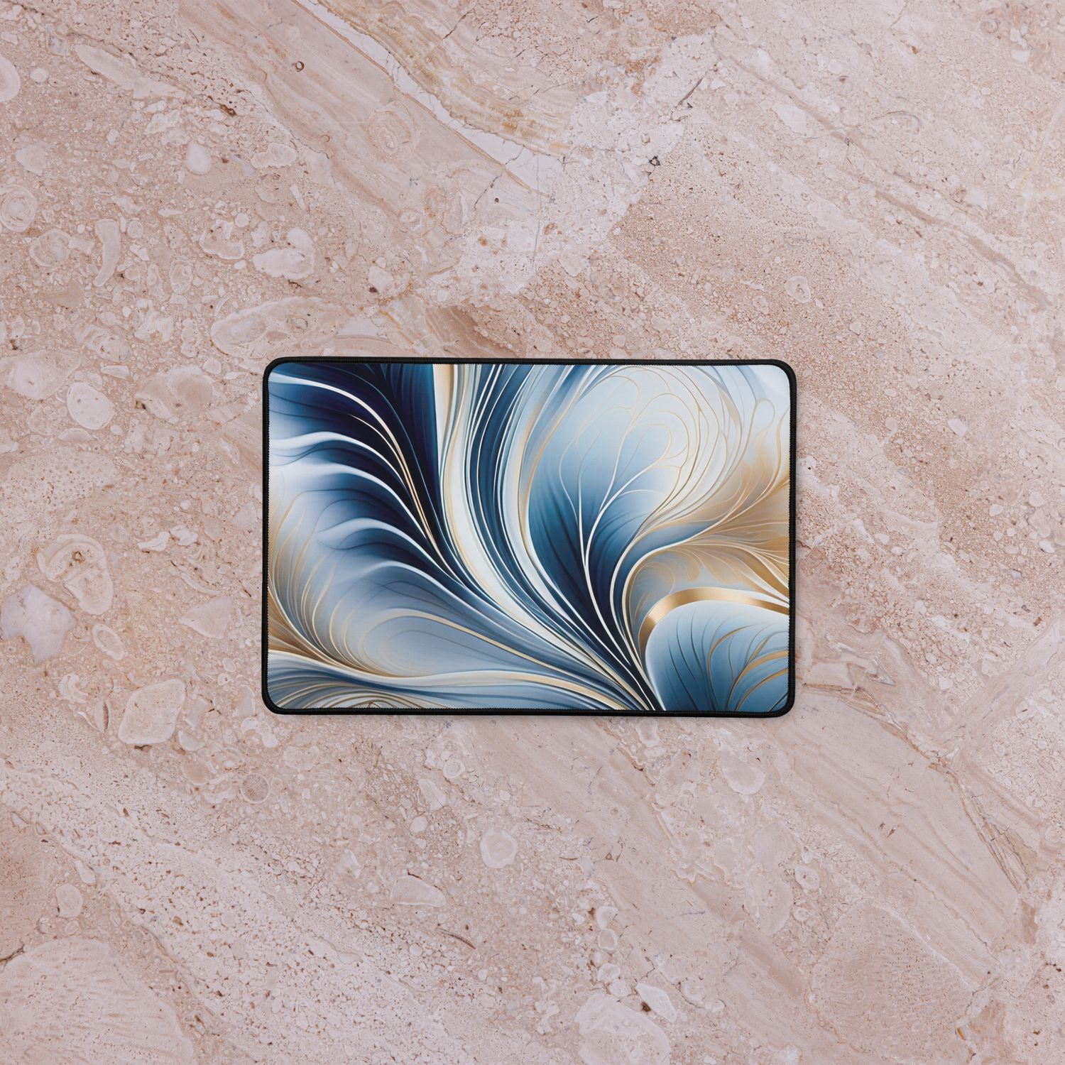 Golden Breeze - Flow of Blue and Gold Abstract