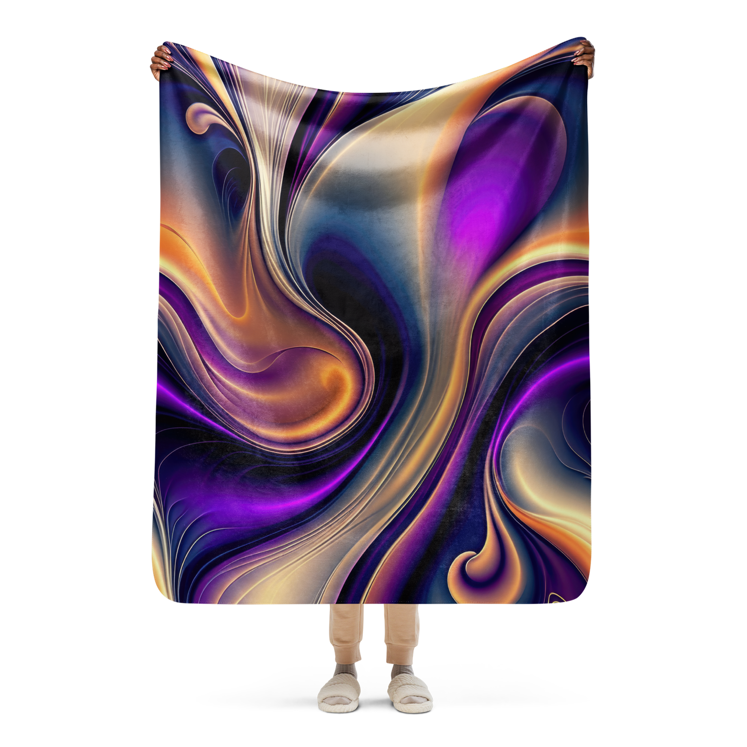 Mystic Flow-Vivid Purple, Gold, and Navy Abstract