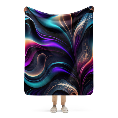 Radiant Bloom-Vivid Purple, Teal, and Gold Abstract
