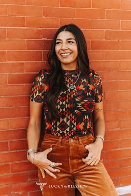 Lucky Black And Red Aztec Mesh