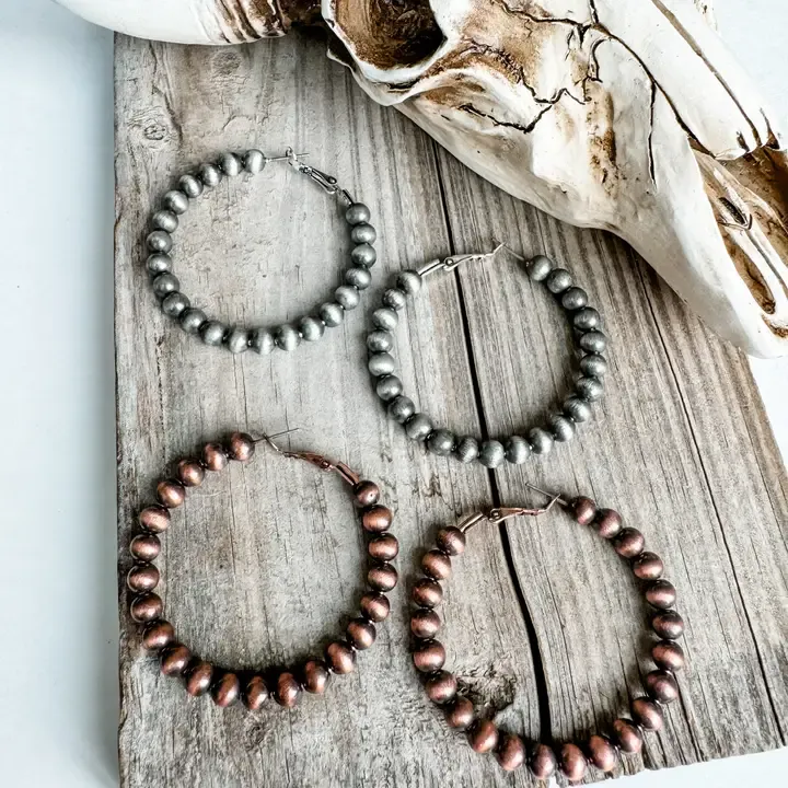 Boho Ranch Navaho Hoops Silver