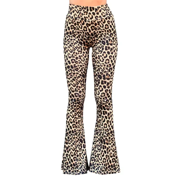 Daisey Del Sol Stretch Leopard Bell Bottoms