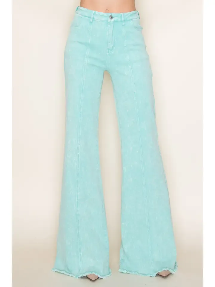 Wisteria Lane Wide Leg Palazzo Fit Jeans Aqua